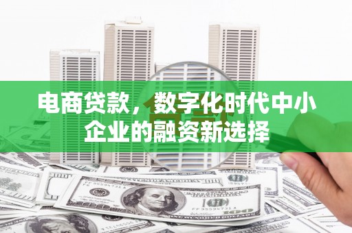 习水电商贷款，数字化时代中小企业的融资新选择