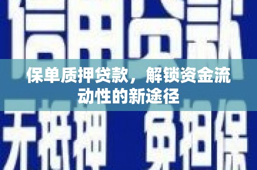 习水保单质押贷款，解锁资金流动性的新途径