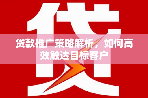 习水贷款推广策略解析，如何高效触达目标客户