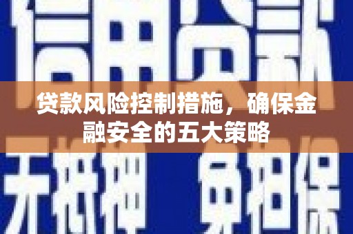 习水贷款风险控制措施，确保金融安全的五大策略