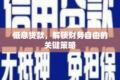 习水低息贷款，解锁财务自由的关键策略